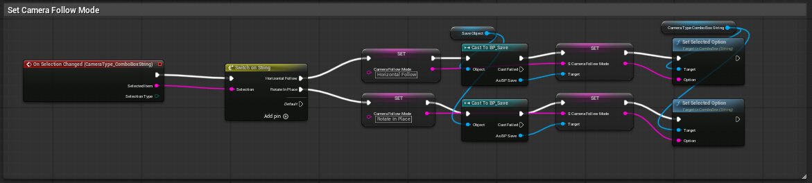 Camera follow mode switching Blueprint