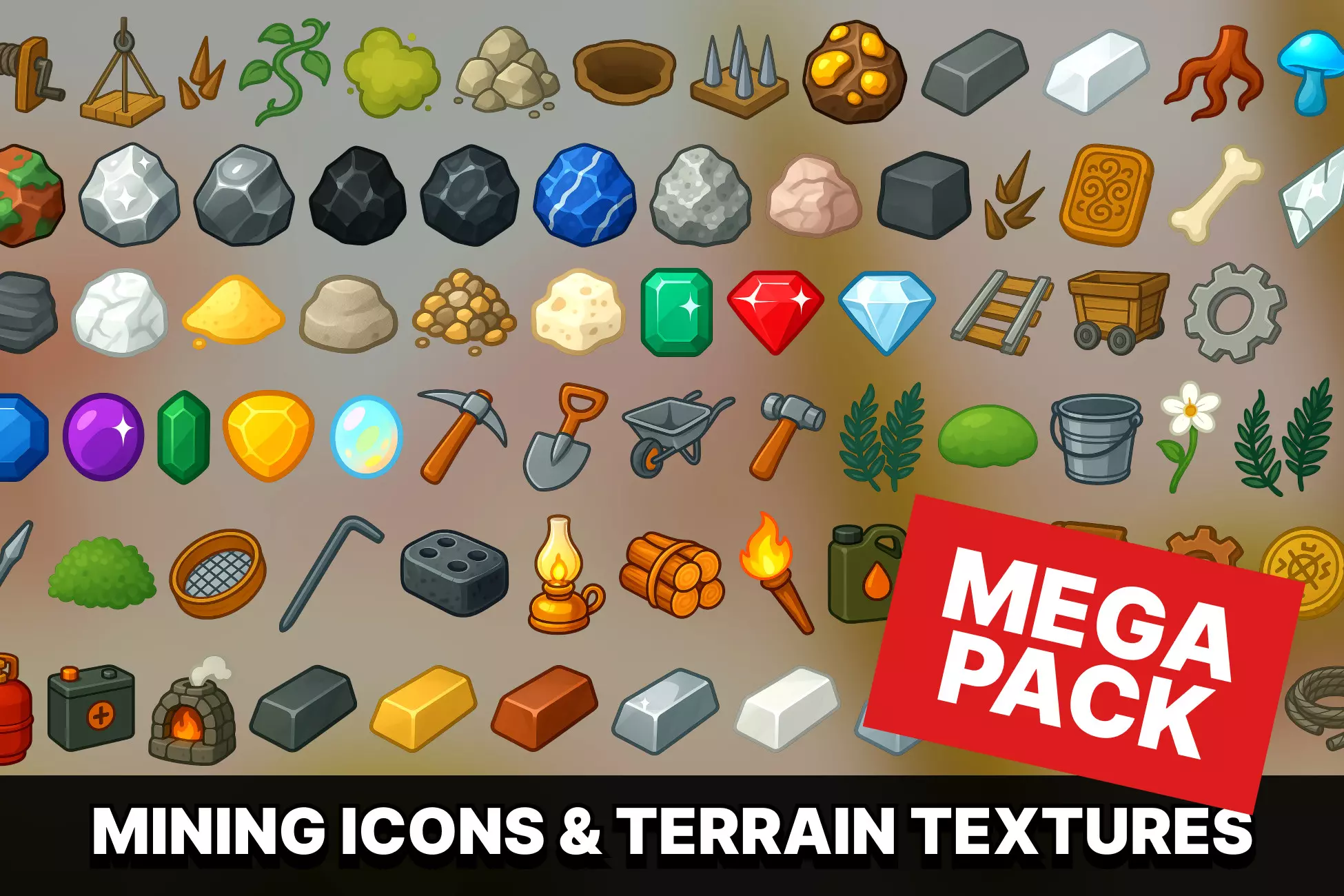 Mining Resources & Terrain Textures Pack Crafting, Mining, Survival Games