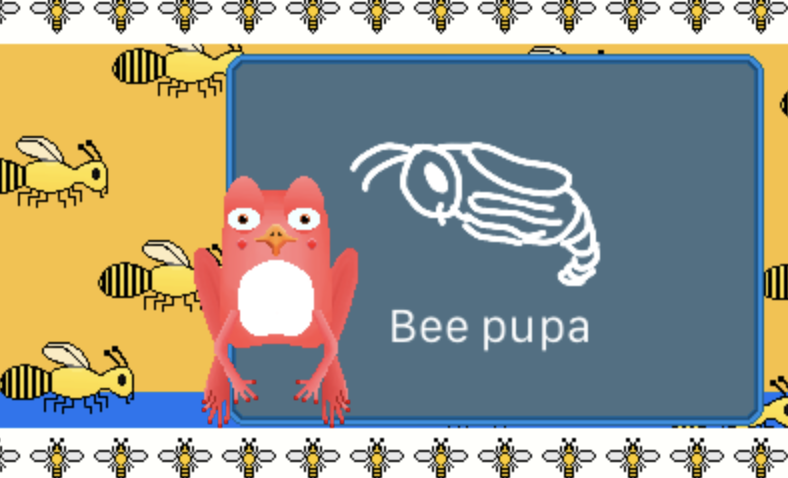 Standing next to the Bee pupa sign