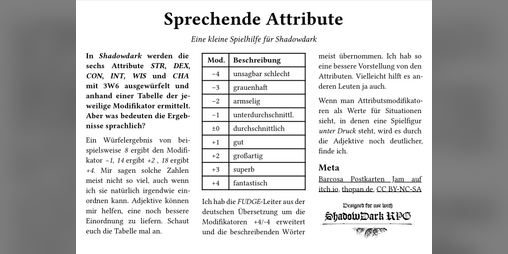 Cover image for Sprechende Attribute für Shadowdark