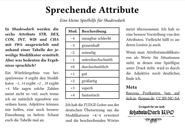 Cover image for Sprechende Attribute für Shadowdark