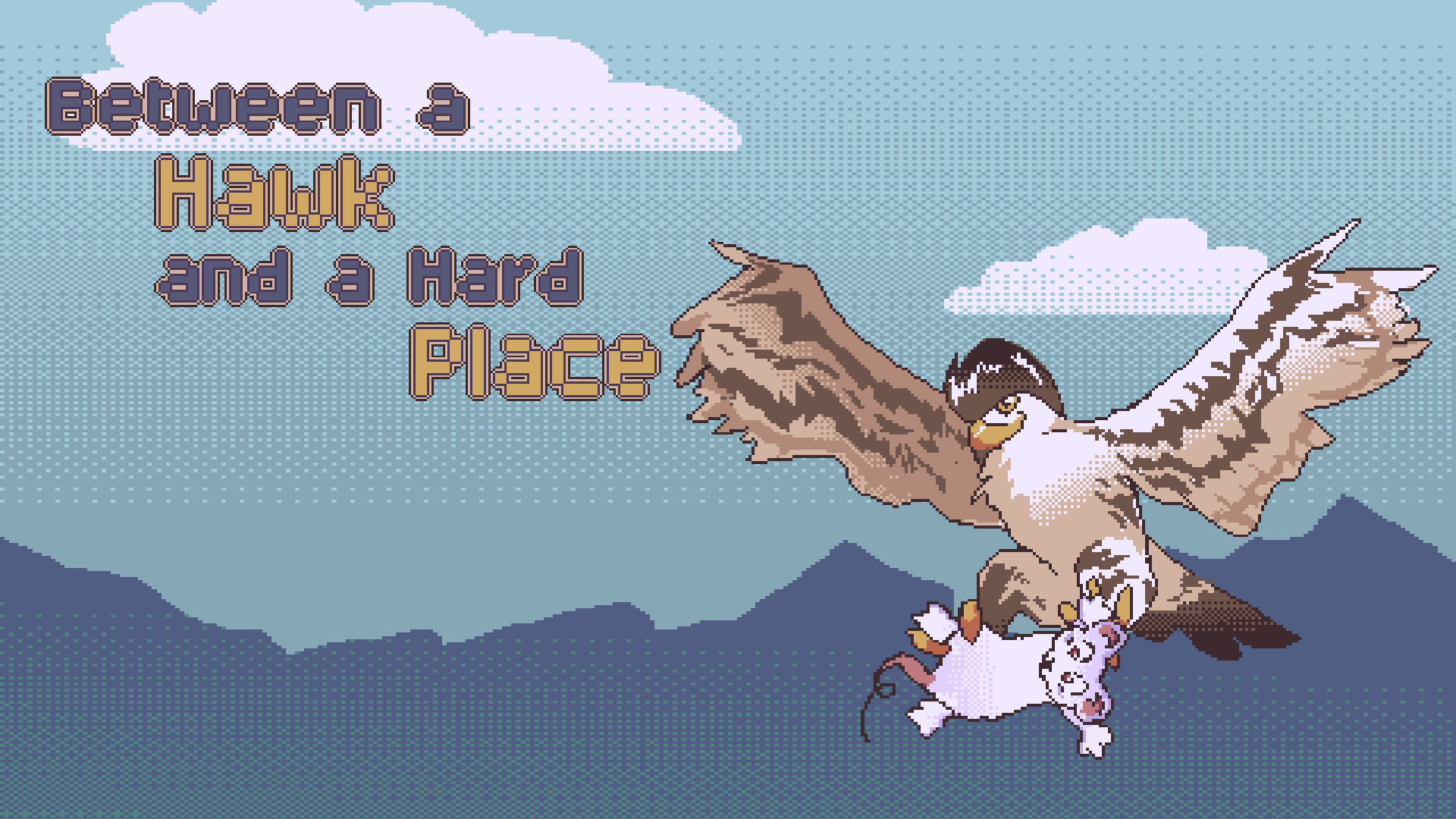 Game Title Screen - A hawk carrying a mouse