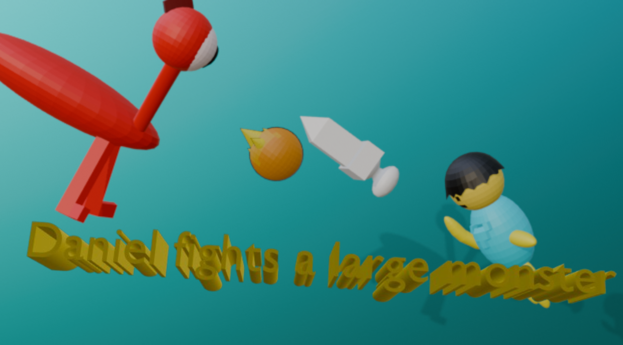 Daniel fights a large monster