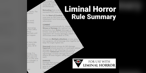 Cover image for Liminal Horror Rule Summary (Print version)