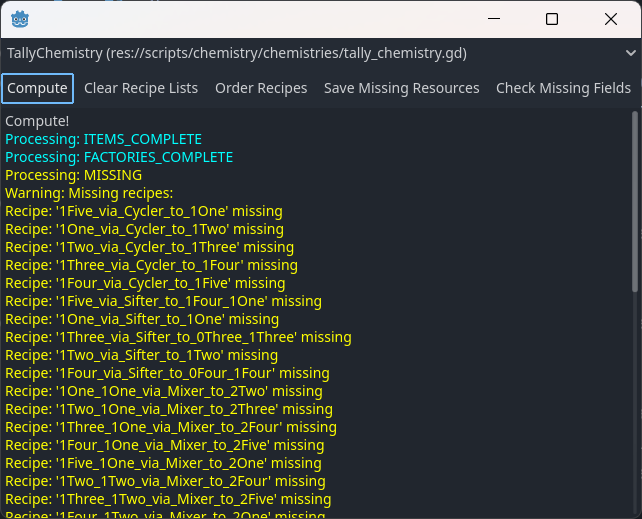 Partial Processing of the Tally Chemistry Partial Processing of the Tally Chemistry
