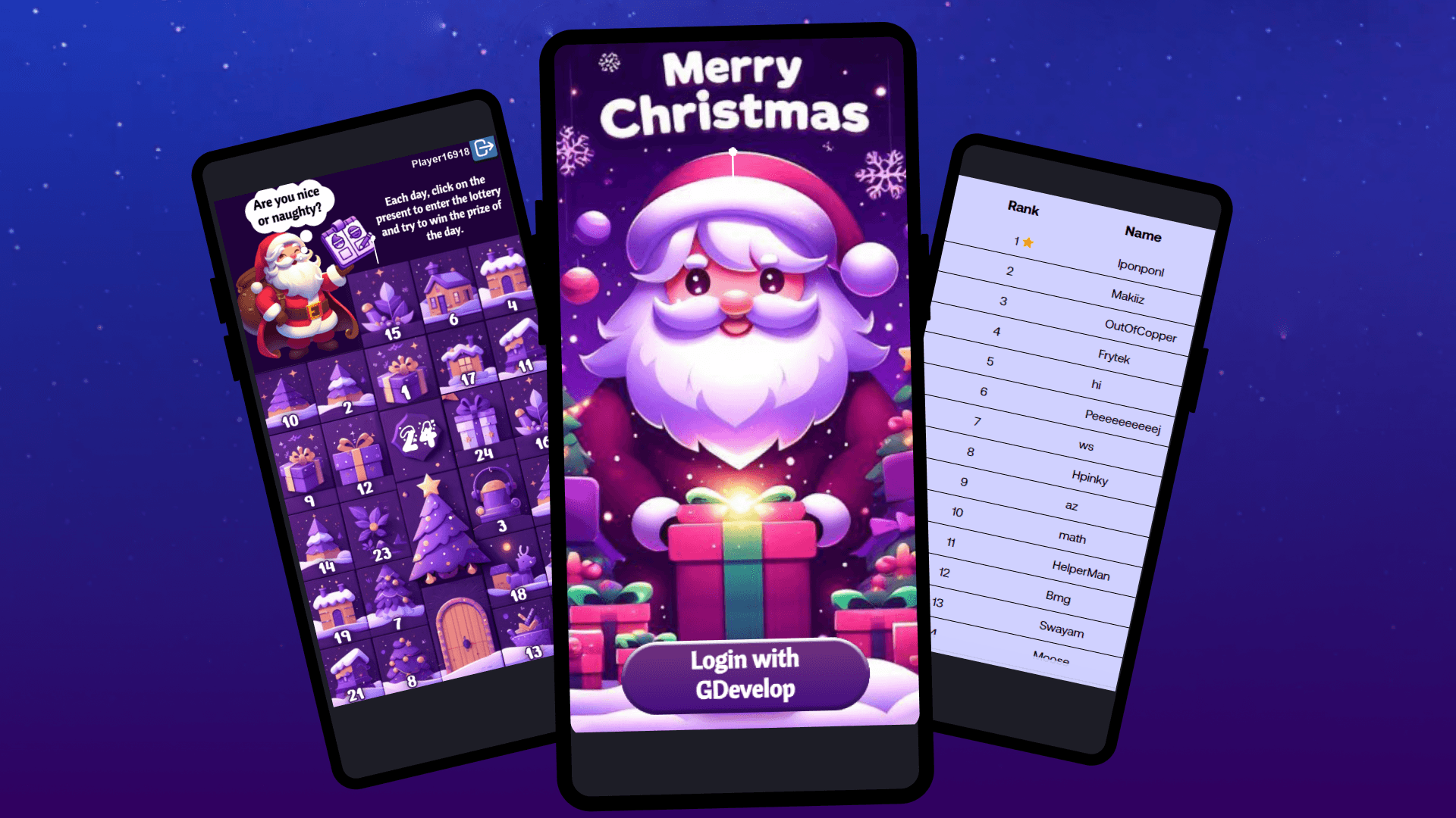 Advent calendar (GDevelop template)