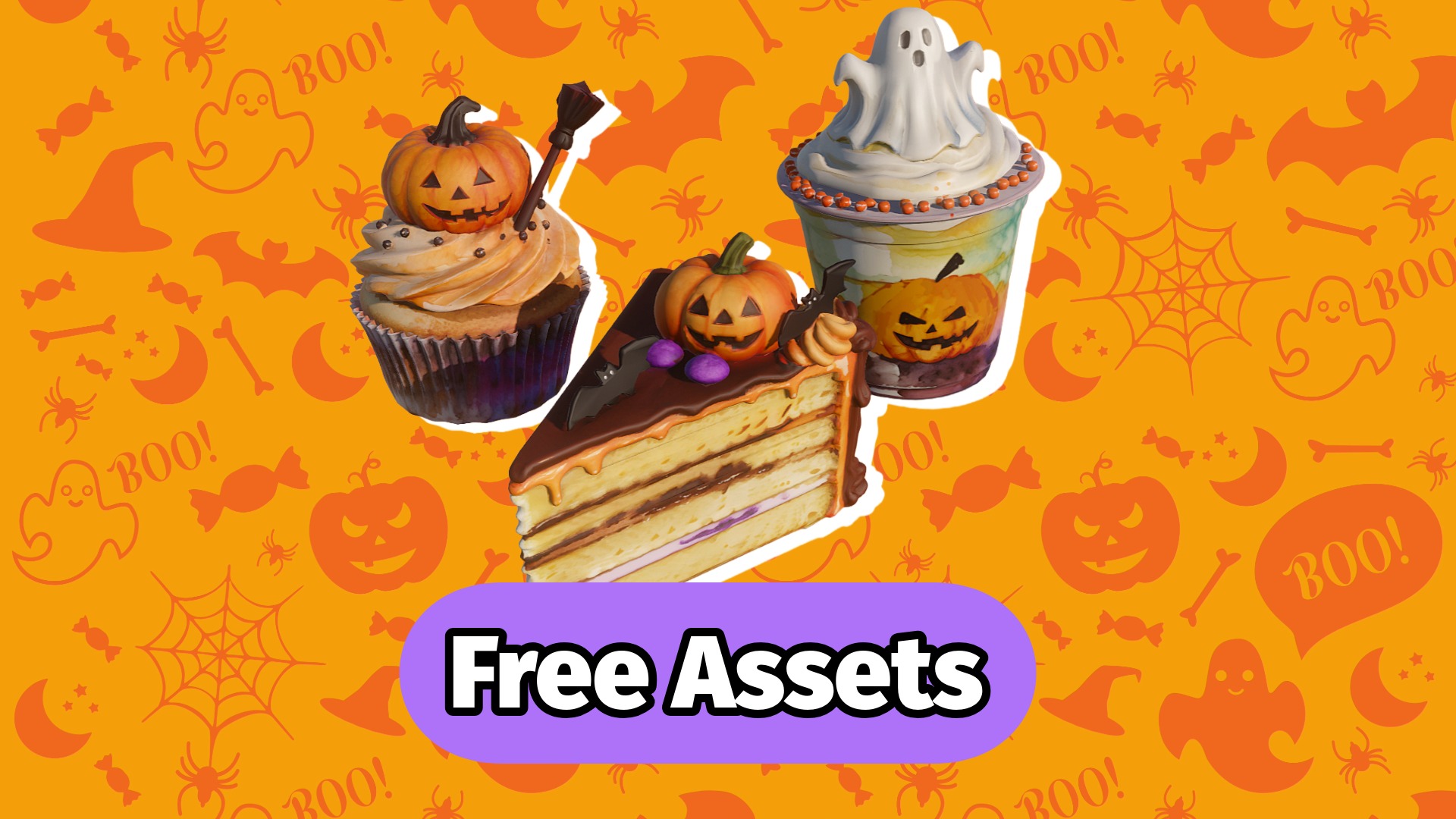Stylized 3D Halloween Dessert Assets by Angir