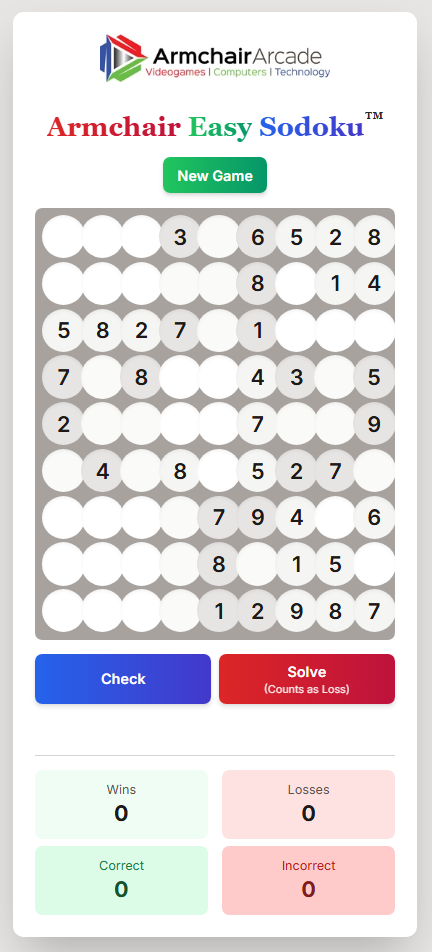 Armchair Easy Sudoku