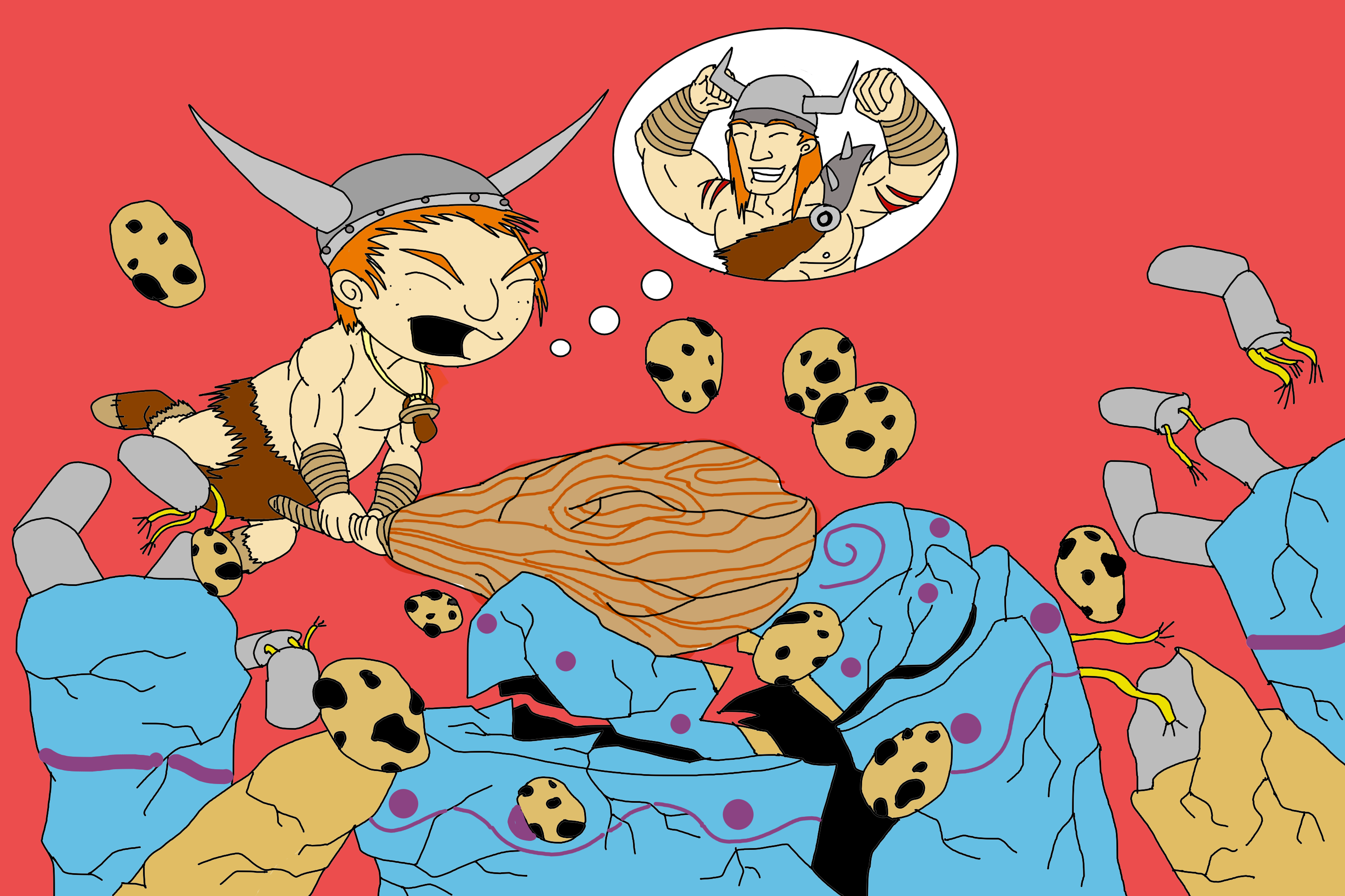 Gugur the baby barbarian defeating the cookie golem as daddy showed him Gugur the baby barbarian defeating the cookie golem as daddy showed him