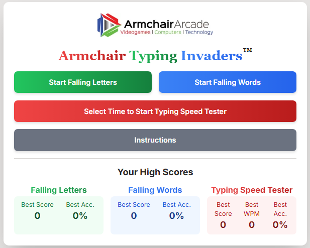 Armchair Typing Invaders
