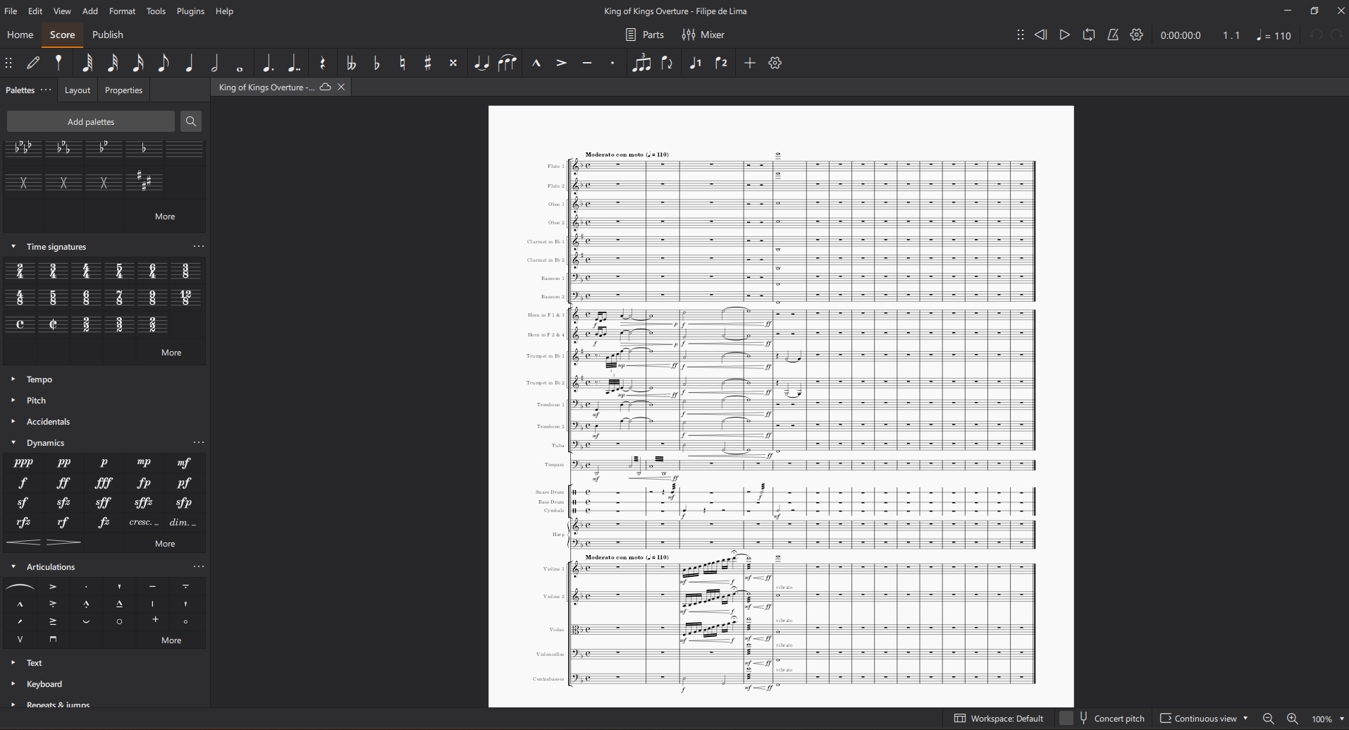 Me writing music in Musescore workspace