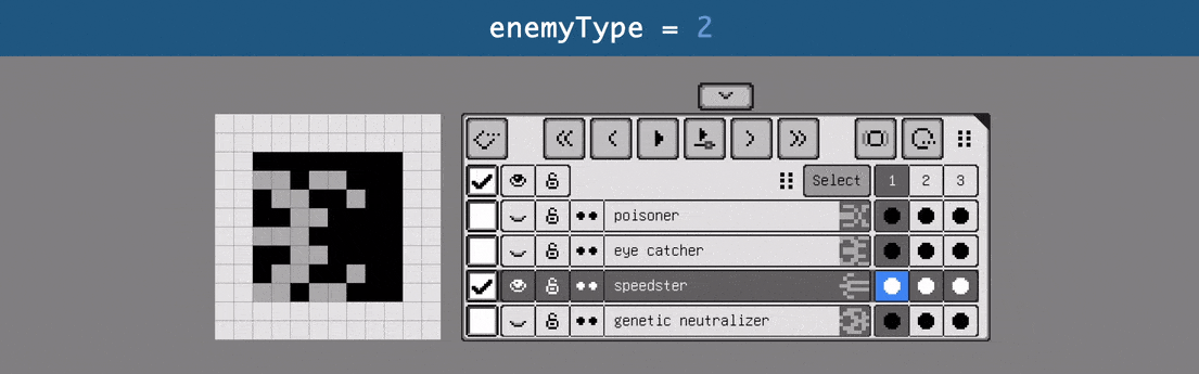 Enemy sprite in Pixquare.