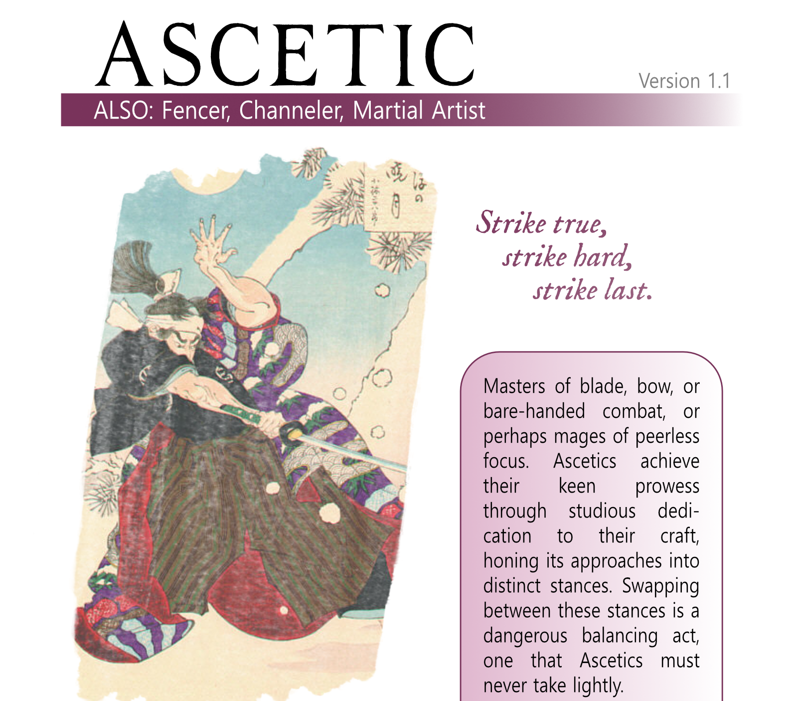 Cover image for Ascetic (Fabula Ultima Class)