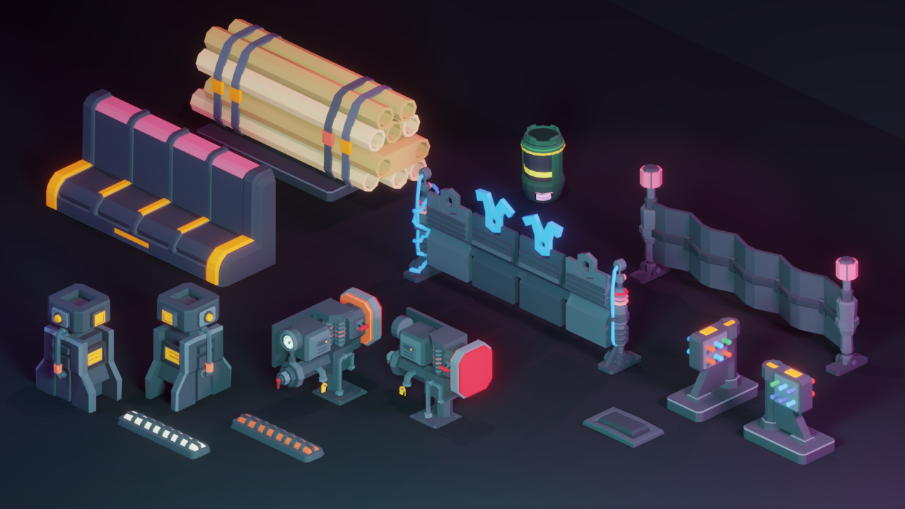 Sci-Fi Corridors — Retro-Industrial Modular Kit