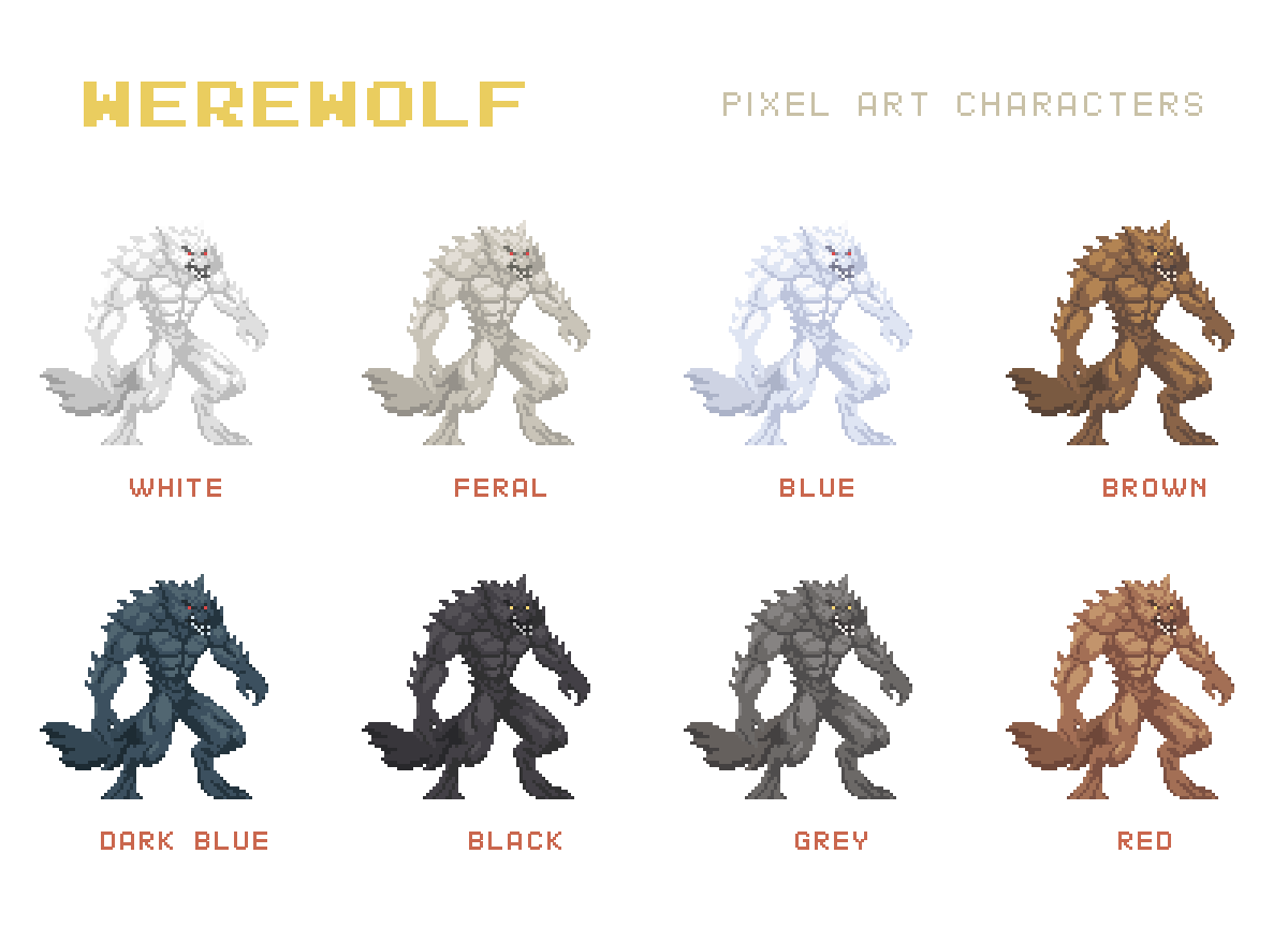 Werewolf Pixel Art Character