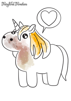 A coloring page of a cute unicorn