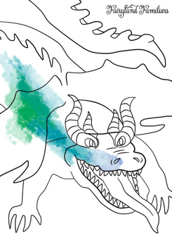 A coloring page of a dragon
