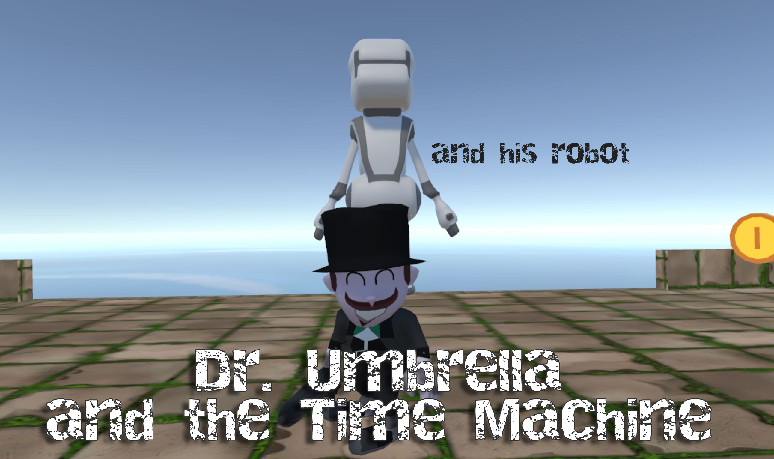 Dr. Umbrella (and his robot) in the Time Machine