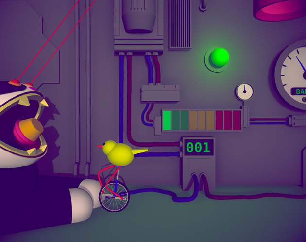 Cover image for unicycle riding bird feeds cupcakes to cats with lasers for eyes