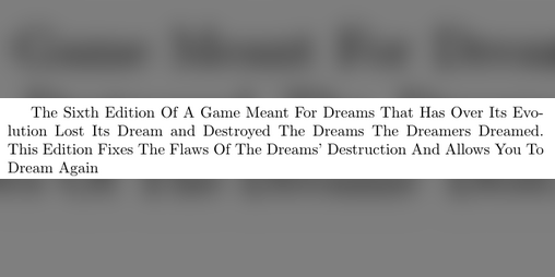 Cover image for The Sixth Edition Of A Game Meant For Dreams And Dreamers