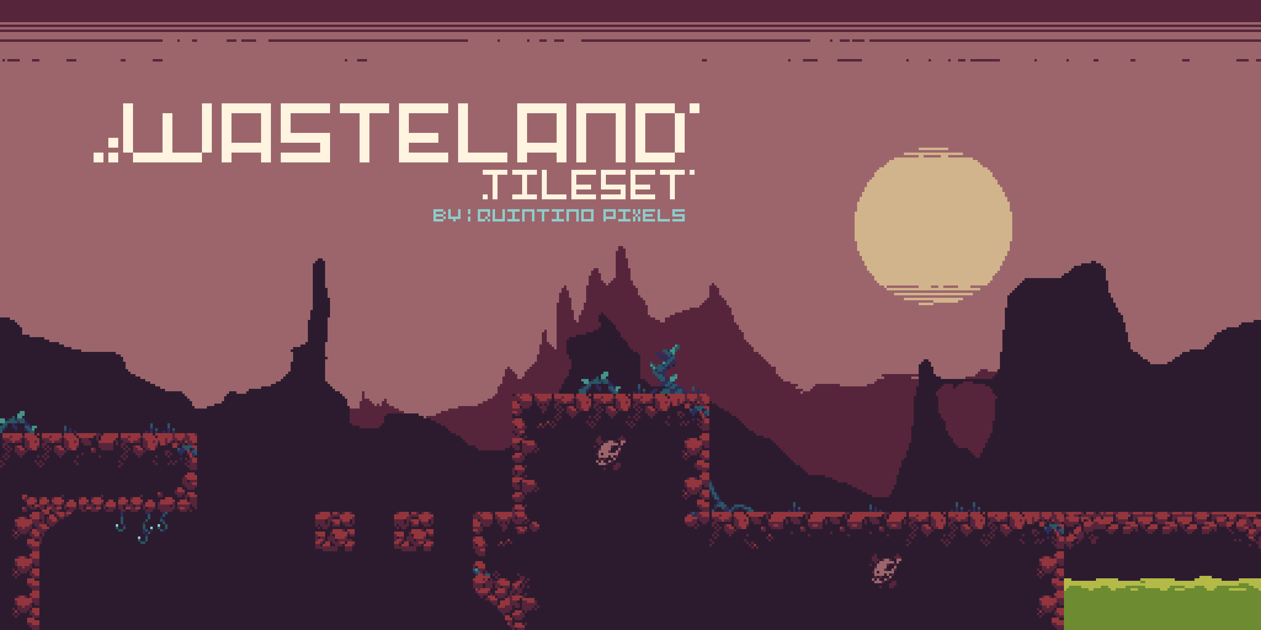 [CC 1.0] Wasteland Plataformer Tileset By Quintino Pixels