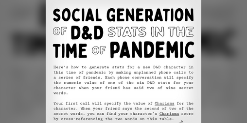 Cover image for Social Generation of D&D Stats In the Time of Pandemic