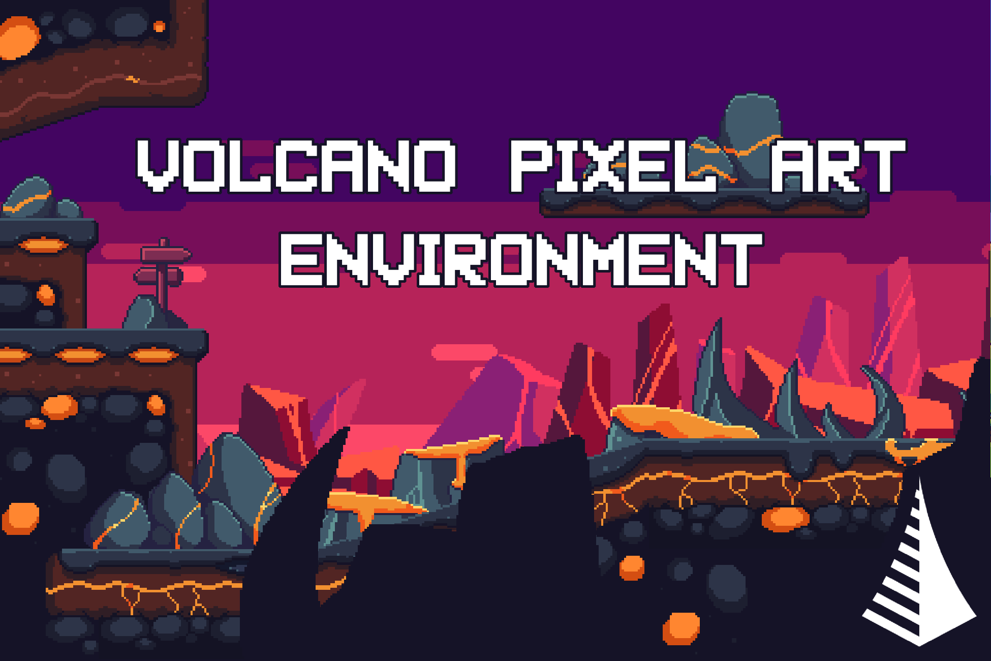 Volcano Pixel Art Environment by BlackSpire Studio
