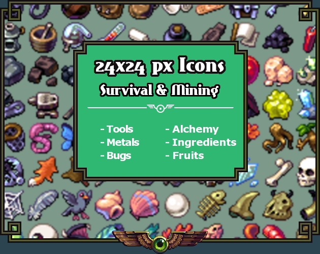 Pixel Art Survival Alchemy Mining Icons 24 24 By Thomas