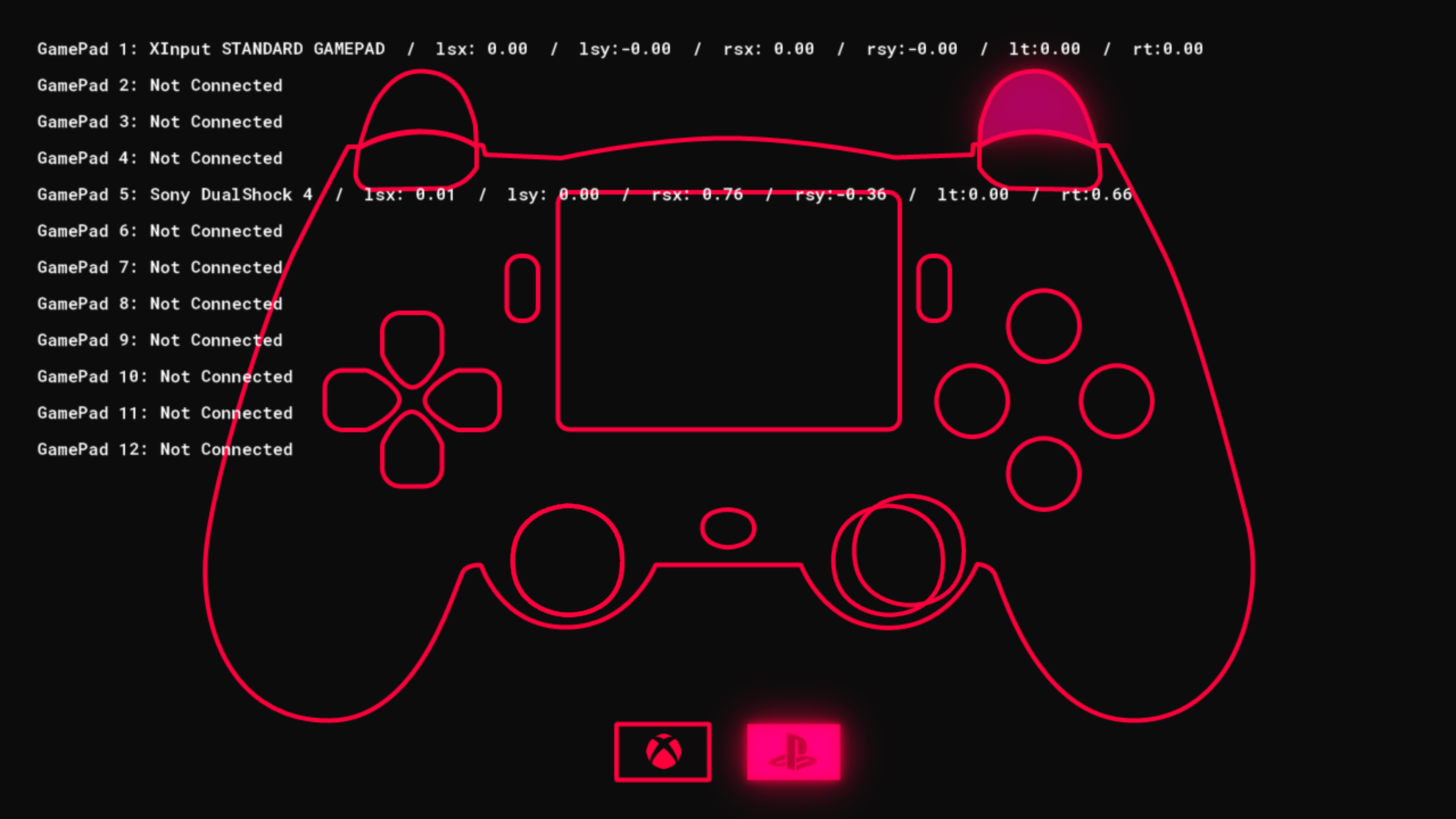 xinput test controller not connected