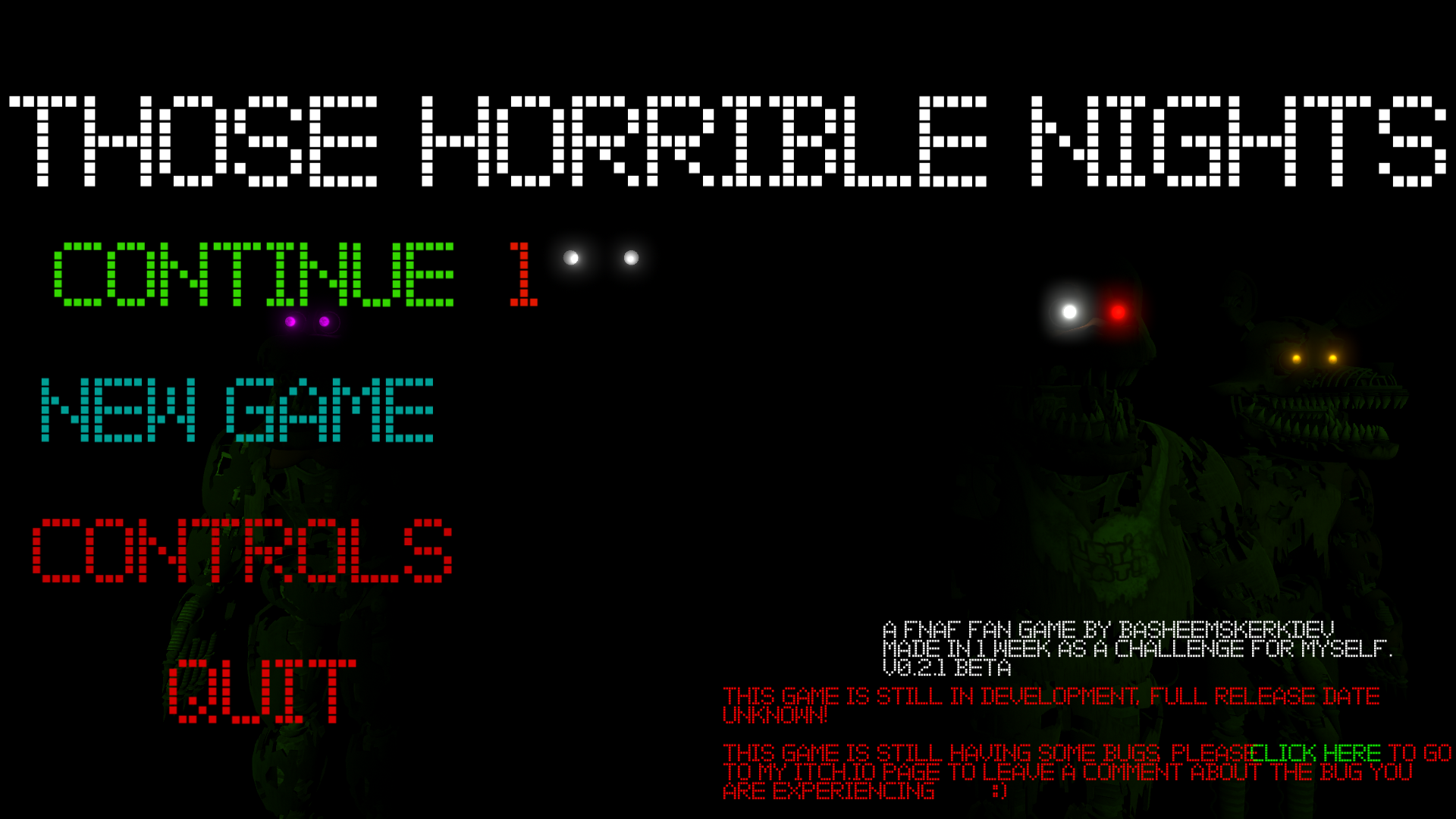 Those horrible nights - a FNaF fan game cover