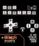 Pixel button prompts+interface+bitmap fonts asset pack