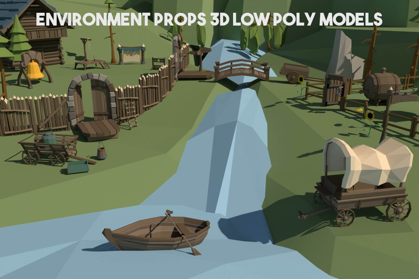 Environment Props 3D Models by Free Game Assets (GUI, Sprite, Tilesets)