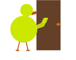 Duckluck knocks on a door