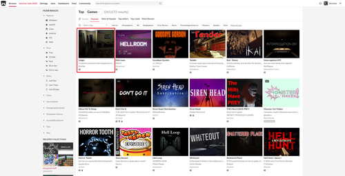 Thanks for playing! Linger is #1 on itch.io, also updated to the latest ...