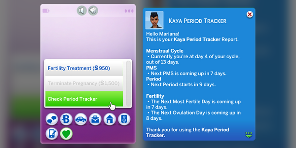 how do you know if you got the period mod sims 4