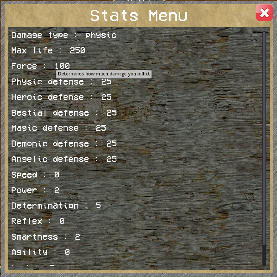 Statistics menu