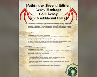 Eldritch Heritage: Chili Leshy   - A spicy heritage for your Pathfinder Second Edition game, with 2 new feats! 