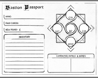 Electric Bastionland | Character Sheet   - A form-fillable character sheet for the roleplaying game, Electric Bastionland! 