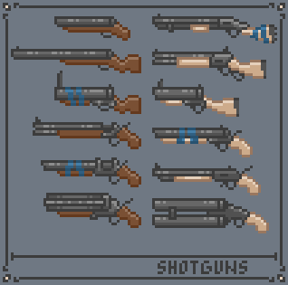 Pixel art shotguns