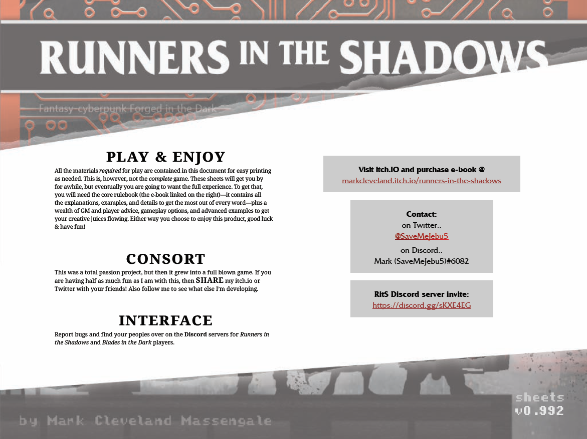 Runners in the Shadows by Mark Cleveland M