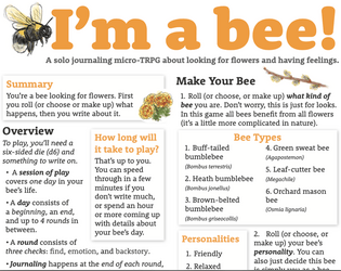 I'm a Bee!   - A solo journaling micro-TRPG about looking for flowers and having feelings. 