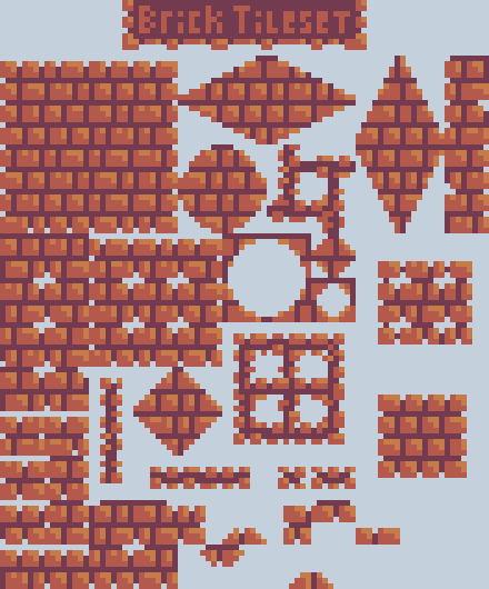 Pixel art brick tileset v1