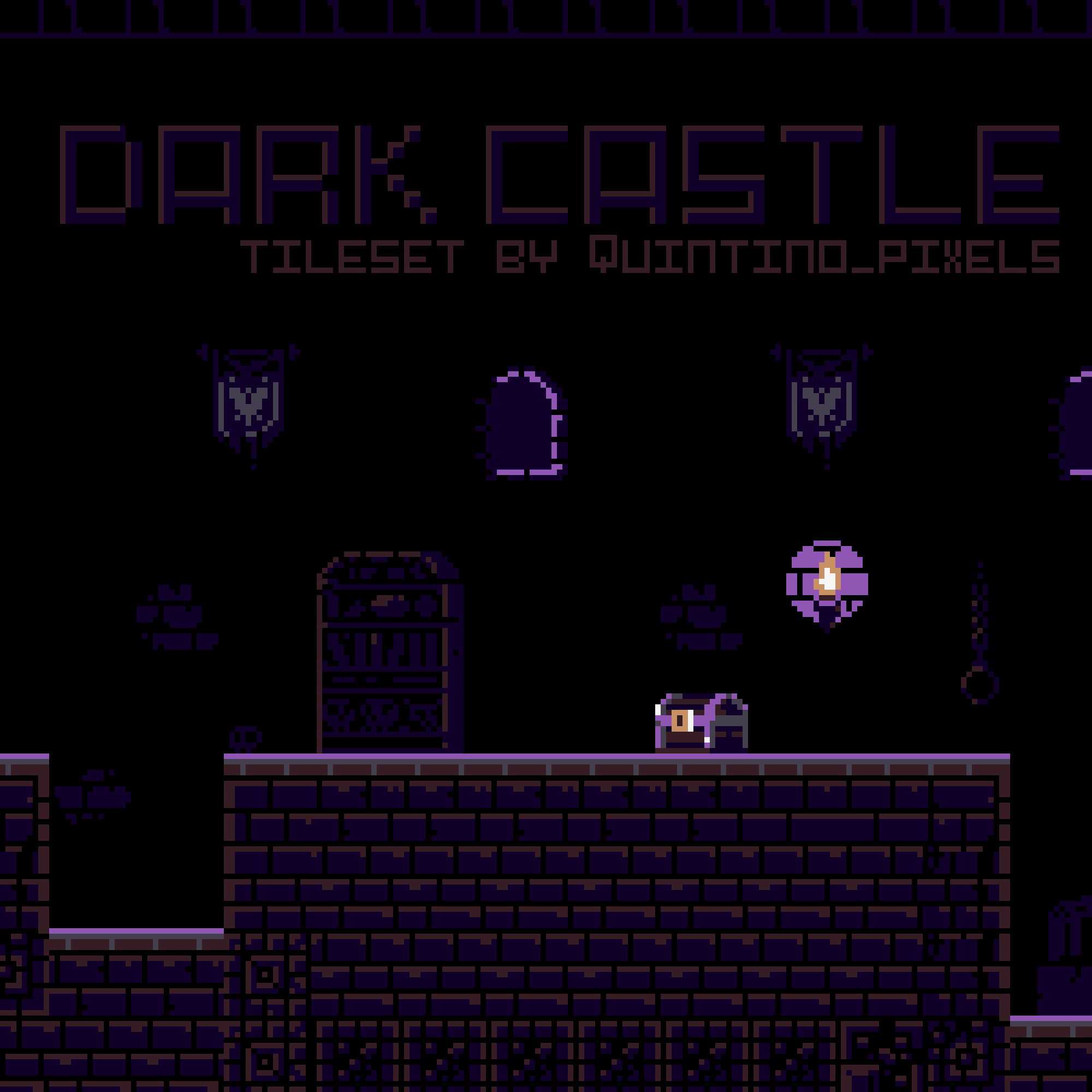 Free Dark Castle 8-bit Tileset [CC1.0] by Quintino Pixels