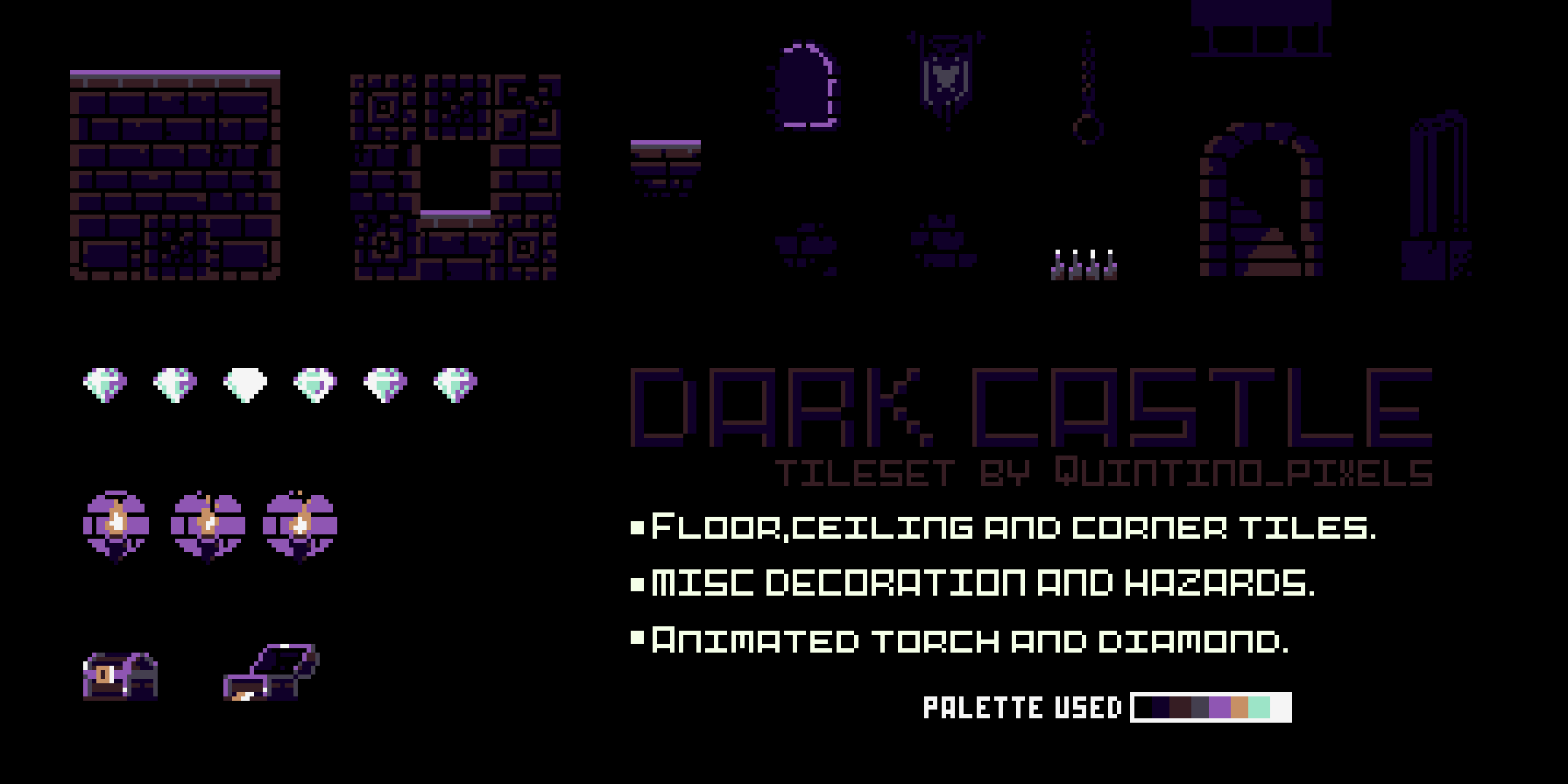 Free Dark Castle 8-bit Tileset [CC1.0]