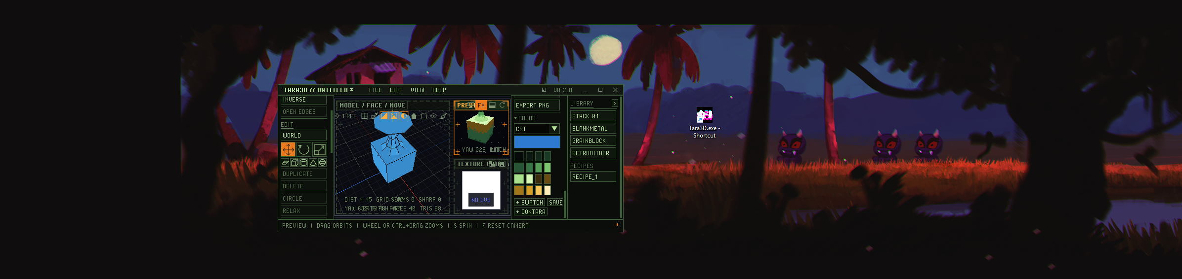 Tara3D , a tiny 3d modeling and texturing tool