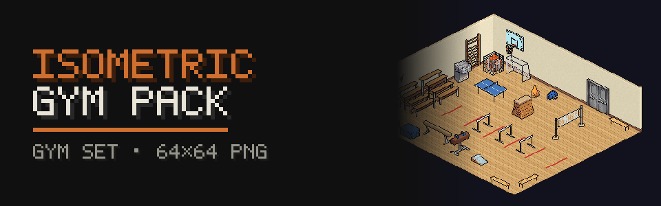 Isometric Gym Pack: 50 Sprites (28 Objects + Room Set)