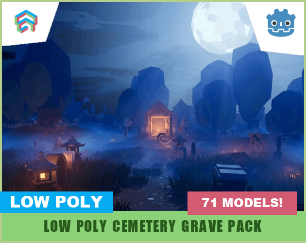 Low Poly Cemetery Grave Kit with LODs
