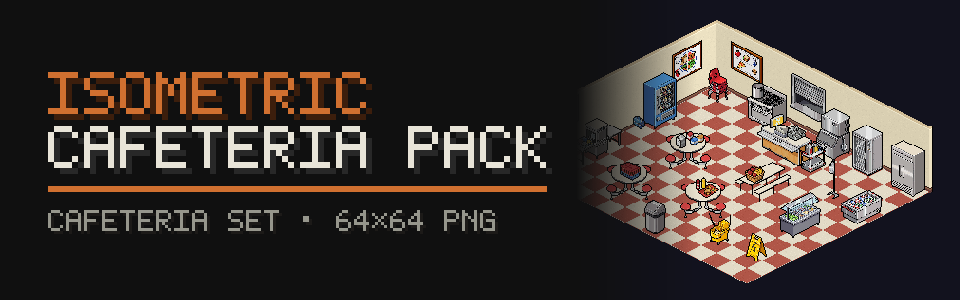 Isometric Cafeteria Pack: 53 Sprites (32 Objects + Room Set)