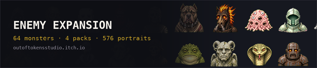 Enemy Expansion &mdash; 64 monsters across 4 packs, 576 portraits
