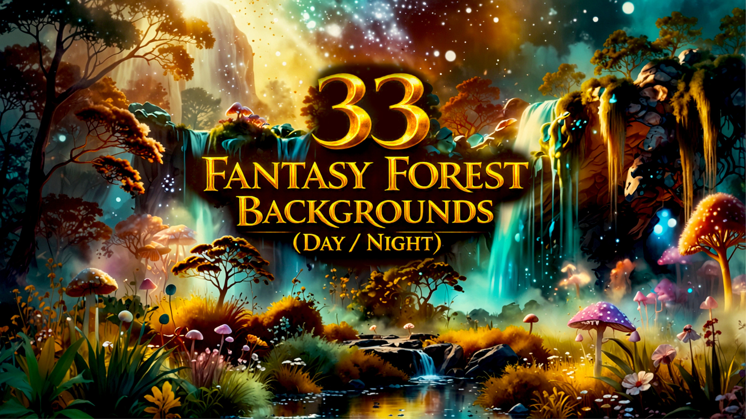 Fantasy Forest & Mystical Nature: 33 Asset Pack (4K Game Backgrounds)